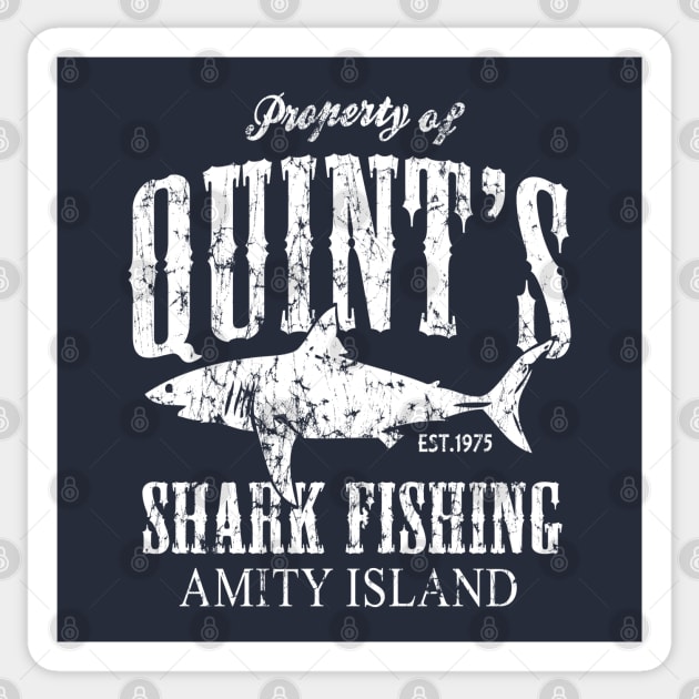 Quint's Shark Fishing Retro Amity Island Sticker by E